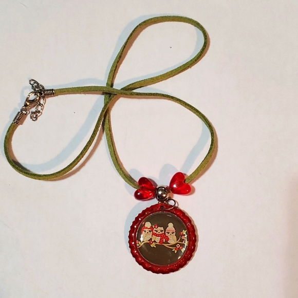 Handmade bottlecap owl necklace new - Picture 2 of 2